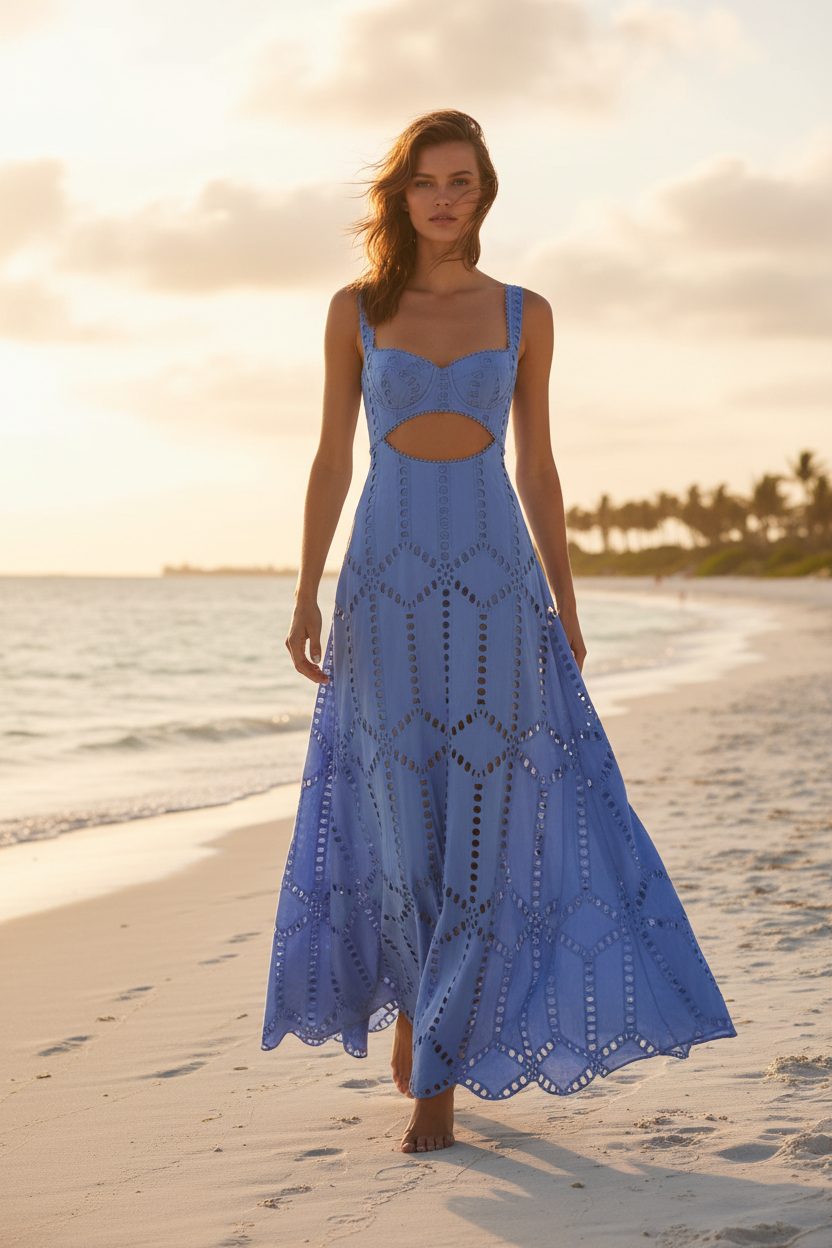 maren embroidered maxi dress Maren modest maxi dress-NEW JanieLanie