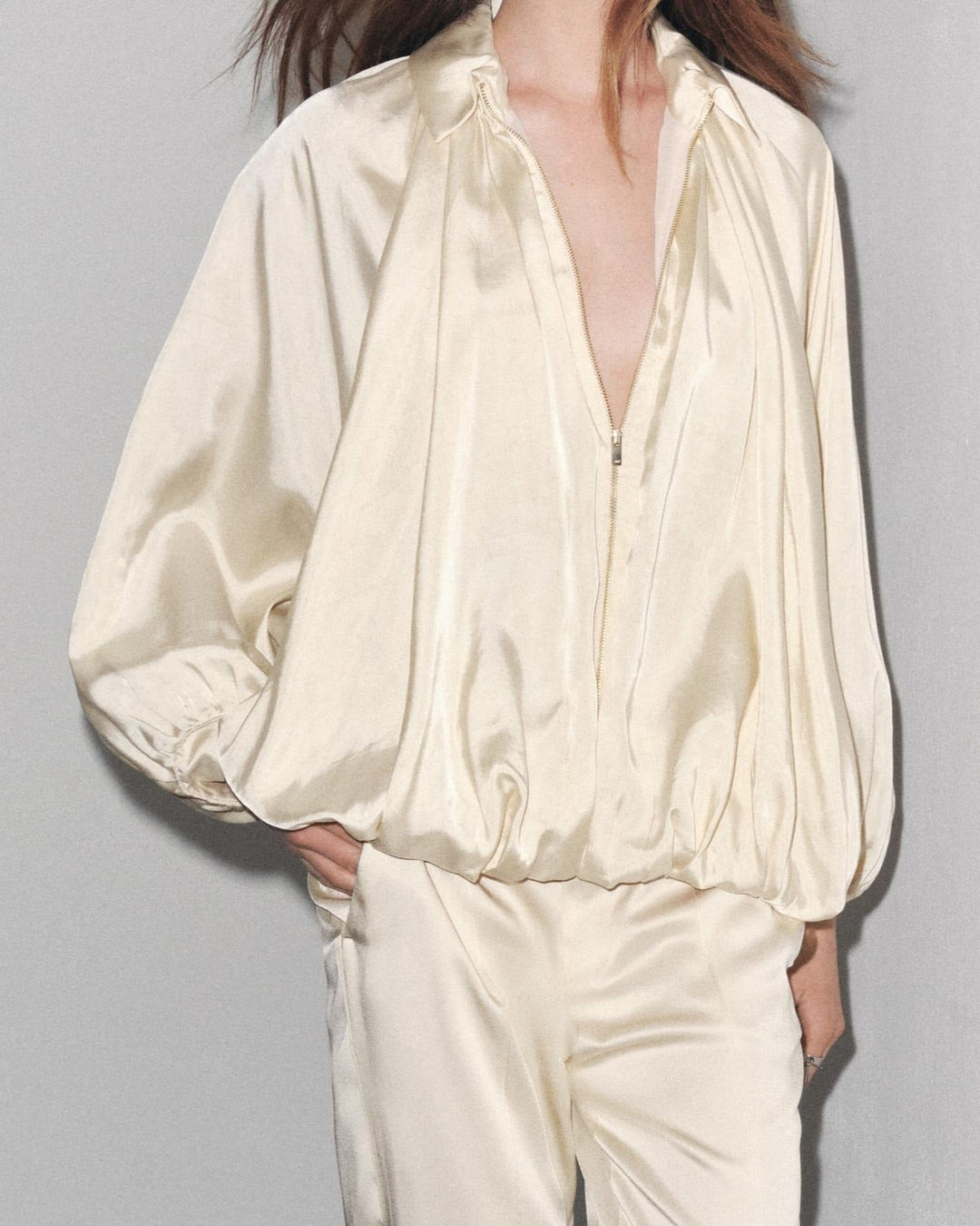 Maven Satin Pleated Bomber