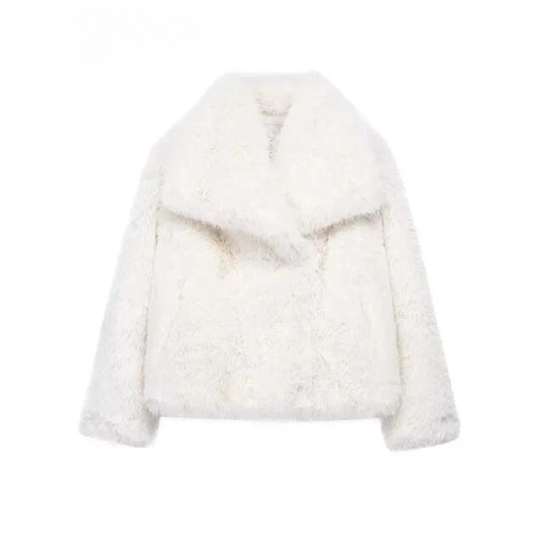 White fur coat on a white background